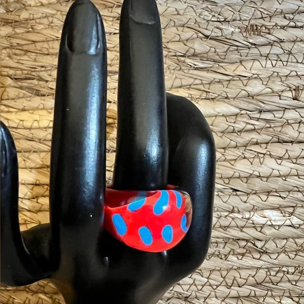 Red with Blue Polka Dot Ring